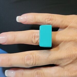 🔥LAST ONE🔥 TEAL EAST-WEST RECTANGULAR RING, METAL FREE